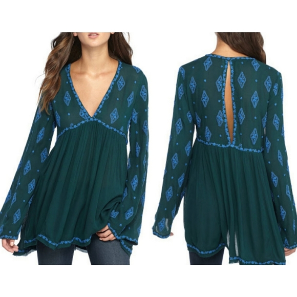 Free People Tops - Free People diamond embroidered tunic XS